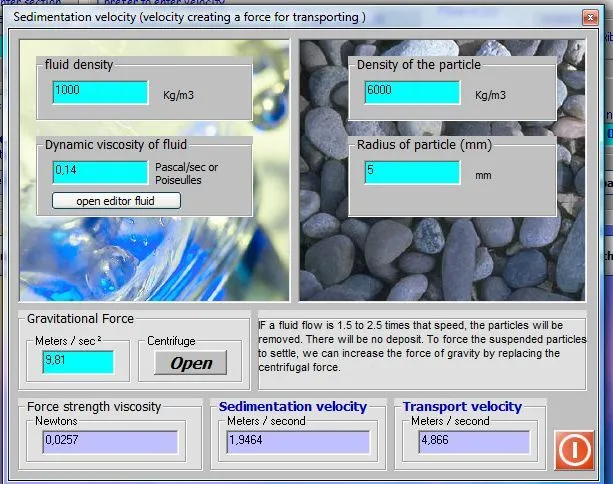 calcul vitesse sedimentation